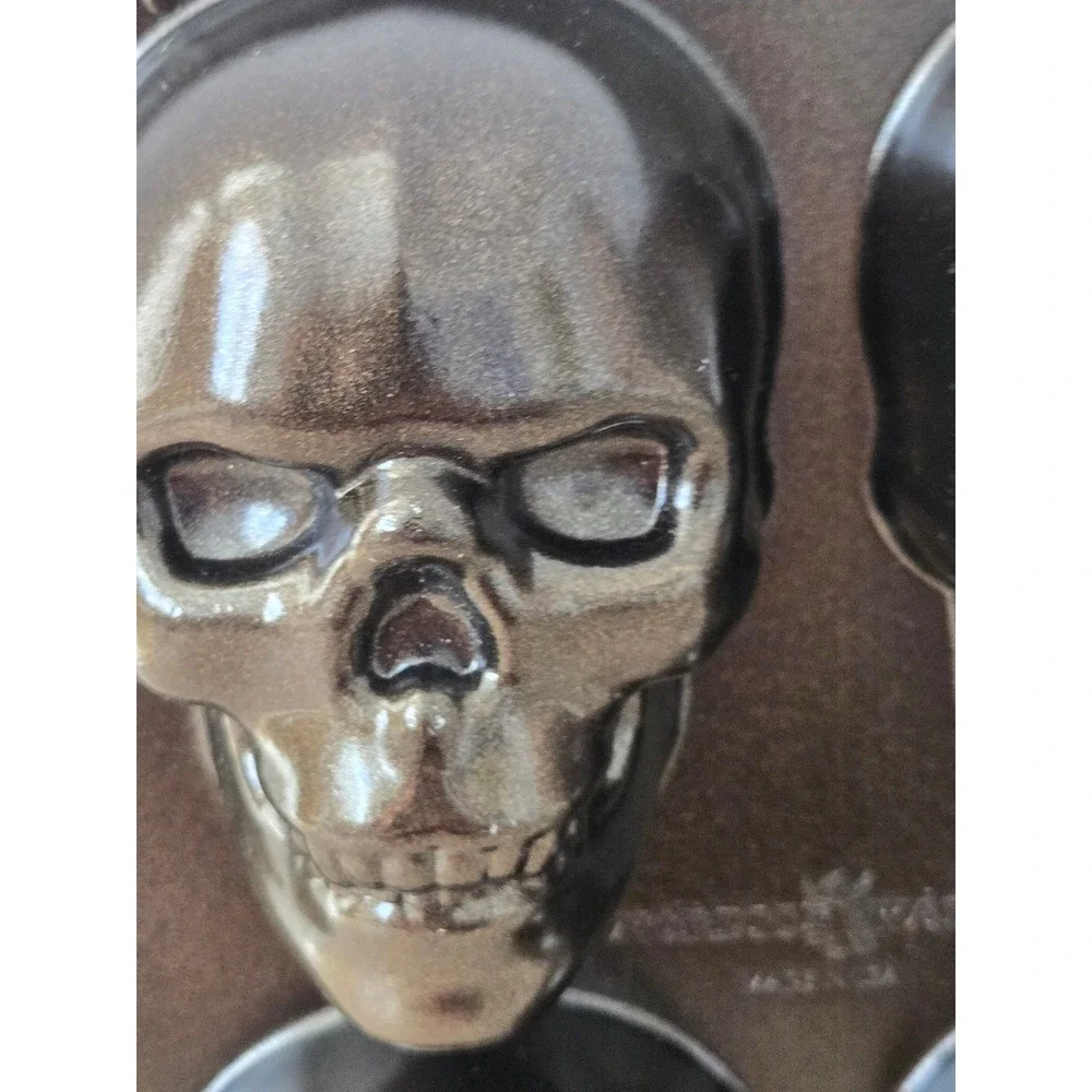 Nordic Ware Mini Skull Cakelet Pan 6 Cast Aluminum Bronze Halloween spooky